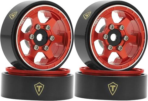 TREAL SCX24 Wheels 1.0" Beadlock Wheels (4P) Scale-Look Concave Six Spoke Rim Crawler Wheels for Axial SCX24 -Type D (Blue) in Saudi Arabia