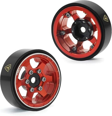 TREAL SCX24 Wheels 1.0" Beadlock Wheels (4P) Scale-Look Concave Six Spoke Rim Crawler Wheels for Axial SCX24 -Type D (Blue) in Saudi Arabia