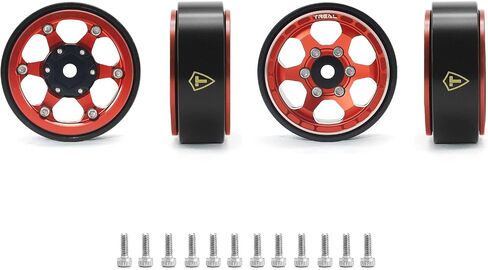 TREAL SCX24 Wheels 1.0" Beadlock Wheels (4P) Scale-Look Concave Six Spoke Rim Crawler Wheels for Axial SCX24 -Type D (Blue) in Saudi Arabia