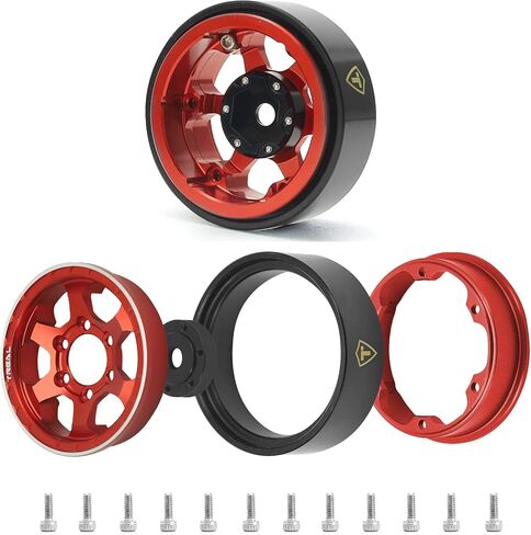 TREAL SCX24 Wheels 1.0" Beadlock Wheels (4P) Scale-Look Concave Six Spoke Rim Crawler Wheels for Axial SCX24 -Type D (Blue) in Saudi Arabia