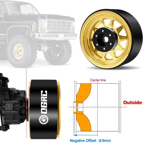 OGRC 4 قطع ألومنيوم 1.9 بوصة عجلات Beadlock إطارات عجلة إزاحة سلبية لـ TRX4 TRX6 SCX10 I II III 90046 AXI03007 Redcat GEN7 GEN8 RC4WD D90 1/10 RC Crawler - 12 مم سداسي (ذهبي وردي) in Kuwait