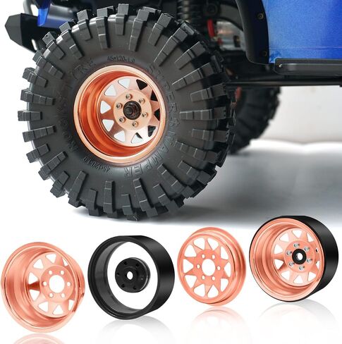 OGRC 4PCS Aluminum 1.9 Inch Beadlock Wheels Negative Offset Wheel Rims for TRX4 TRX6 SCX10 I II III 90046 AXI03007 Redcat GEN7 GEN8 RC4WD D90 1/10 RC Crawler - 12mm Hex (Rose Gold) in Saudi Arabia