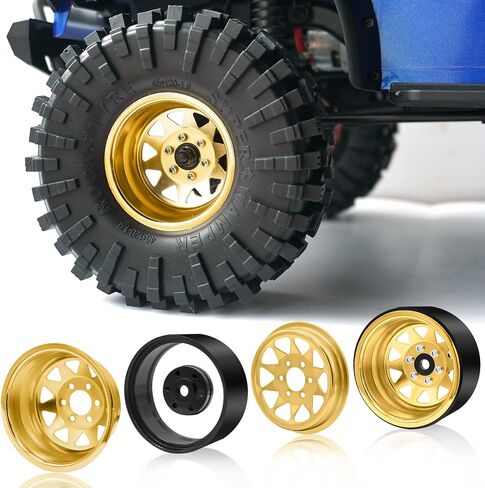 OGRC 4 قطع ألومنيوم 1.9 بوصة عجلات Beadlock إطارات عجلة إزاحة سلبية لـ TRX4 TRX6 SCX10 I II III 90046 AXI03007 Redcat GEN7 GEN8 RC4WD D90 1/10 RC Crawler - 12 مم سداسي (ذهبي وردي) in Kuwait