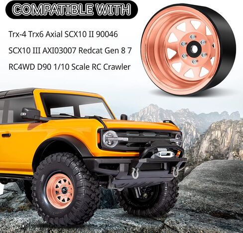 OGRC 4PCS Aluminum 1.9 Inch Beadlock Wheels Negative Offset Wheel Rims for TRX4 TRX6 SCX10 I II III 90046 AXI03007 Redcat GEN7 GEN8 RC4WD D90 1/10 RC Crawler - 12mm Hex (Rose Gold) in Saudi Arabia