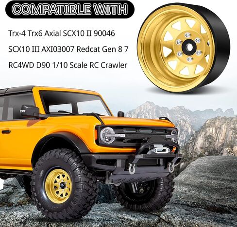 OGRC 4 قطع ألومنيوم 1.9 بوصة عجلات Beadlock إطارات عجلة إزاحة سلبية لـ TRX4 TRX6 SCX10 I II III 90046 AXI03007 Redcat GEN7 GEN8 RC4WD D90 1/10 RC Crawler - 12 مم سداسي (ذهبي وردي) in Kuwait