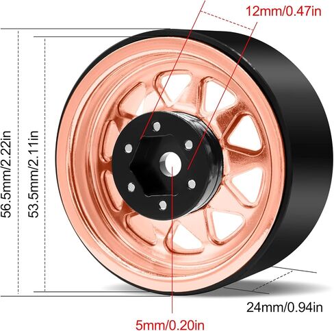 OGRC 4PCS Aluminum 1.9 Inch Beadlock Wheels Negative Offset Wheel Rims for TRX4 TRX6 SCX10 I II III 90046 AXI03007 Redcat GEN7 GEN8 RC4WD D90 1/10 RC Crawler - 12mm Hex (Rose Gold) in Saudi Arabia