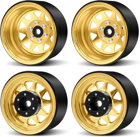 OGRC 4 قطع ألومنيوم 1.9 بوصة عجلات Beadlock إطارات عجلة إزاحة سلبية لـ TRX4 TRX6 SCX10 I II III 90046 AXI03007 Redcat GEN7 GEN8 RC4WD D90 1/10 RC Crawler - 12 مم سداسي (ذهبي وردي) in Kuwait