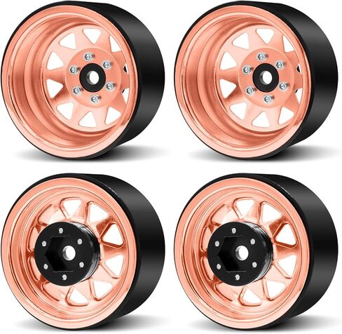 OGRC 4PCS Aluminum 1.9 Inch Beadlock Wheels Negative Offset Wheel Rims for TRX4 TRX6 SCX10 I II III 90046 AXI03007 Redcat GEN7 GEN8 RC4WD D90 1/10 RC Crawler - 12mm Hex (Rose Gold) in Saudi Arabia