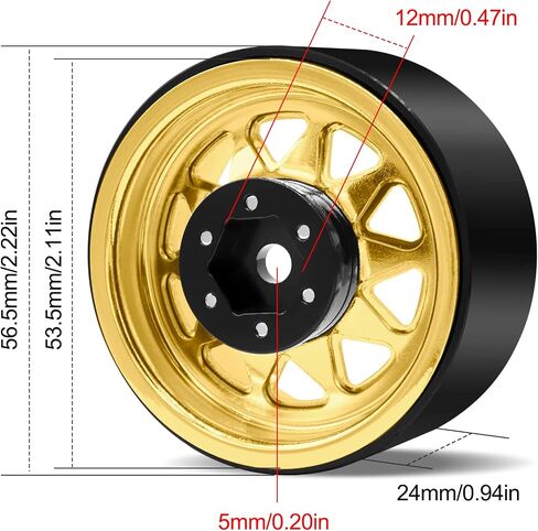 OGRC 4 قطع ألومنيوم 1.9 بوصة عجلات Beadlock إطارات عجلة إزاحة سلبية لـ TRX4 TRX6 SCX10 I II III 90046 AXI03007 Redcat GEN7 GEN8 RC4WD D90 1/10 RC Crawler - 12 مم سداسي (ذهبي وردي) in Kuwait