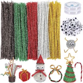 UPINS 550PCS Independence Day Red White Blue Pipe Cleaners Pom Poms Set for 4th of July Independence Day Patriotic DIY Art Craft Decoration