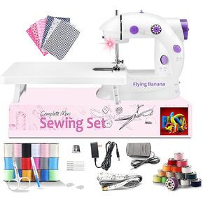 Portable Sewing Machine for Beginners, Mini Electric Sewing Machine 12 Built-in Stitch Patterns, 2 Speed with Foot Pedal & Sewing Kit, Easy DIY Household máquinas de coser for Kids Ages 8-12 in Kuwait