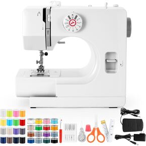 ماكينة خياطة، ماكينة خياطة صغيرة، ماكينة خياطة كهربائية محمولة للمبتدئين، 12 غرزة مزدوجة السرعة مع دواسة قدم ومجموعة خياطة in Kuwait