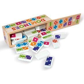 Melissa & Doug Dominoes Tabletop Game with 28 Colorful Tiles in Wooden Storage Box in Saudi Arabia