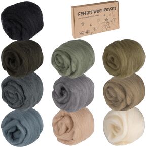 Lemonfilter 10 Colors Needle Felting Wool,Fibre Wool Roving, Wool Roving for Needle Felting,Soft Felting Wool Supplies for Hand Spinning,Weaving and DIY Craft Materials-10g/Color