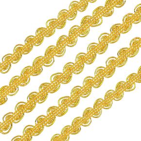 FINGERINSPIRE 25 Yard Metallic Scroll Braid Trim Embellishment, 3/8inch Wide Silver Polyester Ribbon with Wave Pattern for Garment Accessories, Costume or Jewelry, Crafts and Sewing