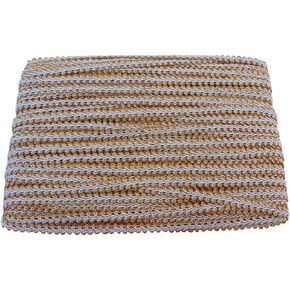 3/8 Inch Gimp Braid Trim 50 Yards for Upholstery Costume DIY Crafts (1327 Light Gold White)