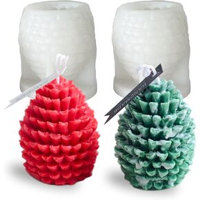 2Pcs 3D Pine Cone Candle Molds Silicone Resin Candle Mold Christmas Pinecone Candle Soap Beeswax Fondant Chocolate Mould for Epoxy Resin Concrete DIY Gift Ornament Mold Autumn Table Home Decor in Kuwait