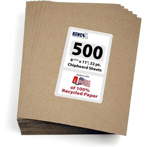 Chipboard Sheets 8.5" x 11" - 100 Sheets at 22 Point Chip Board for Crafts and Backers -Great Alternative to MDF Board and Cardboard Sheets - Made in The USA (Kraft 100 Pads)