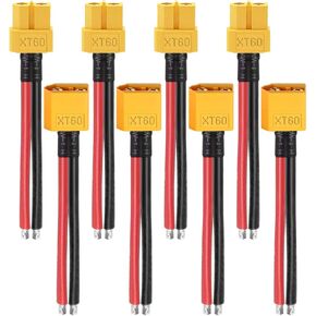 CenryKay XT60 Plug Male Female Connector with Sheath Housing Connector XT60pw Cable with 4inch 12AWG Wire(4Pairs) in Kuwait