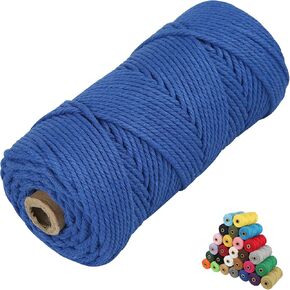 Macrame Cord 2mm x219 Yards Colored Macrame Cotton Cord, 4 Strand Twisted Macrame Yarn, Natural Cotton Cord Perfect Macrame Supplies for DIY Crafts Knitting Plant Hangers (2mm*219Yards, Natural white)