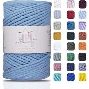 Makromecity, Single Strand Macrame Cord 3 mm x 100 Yards (300 feet) 3mm Single Strand Natural Cotton Cord for Macrame Art & Crafts for Wall Hangings Recycled Cotton Cord Yarn DIY (Ecru, 1 Skein) in Kuwait