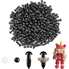 MUCUNNIA 400pcs 12mm Safety Eyes for Amigurumi with Washers Plastic Black Safety Eyes for Crochet Craft Safety Eyes for DIY Halloween Decorations Crochet Stuffed Animals Crafting