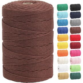 Macrame Cord, DAOFARY 100% Natural Cotton Rope 3mm x 328 Yards 4 Strand Twisted Macrame Rope Cotton Twine String for DIY Crafts Knitting Dream Catcher Plant Hanger Wedding Decor in Kuwait