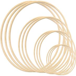 Gukasxi 12pcs Wooden Bamboo Floral Hoop Wreath Macrame Craft Dream Catcher Hoops Rings for DIY Weddding Wreath Decor, Macrame Dreamcatcher, Wall Hanging Crafts (6/8/10/12 inch)