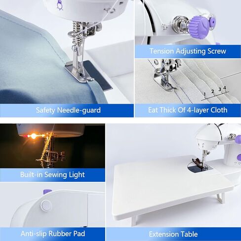 Portable Sewing Machine for Beginners, Mini Electric Sewing Machine 12 Built-in Stitch Patterns, 2 Speed with Foot Pedal & Sewing Kit, Easy DIY Household máquinas de coser for Kids Ages 8-12 in Kuwait