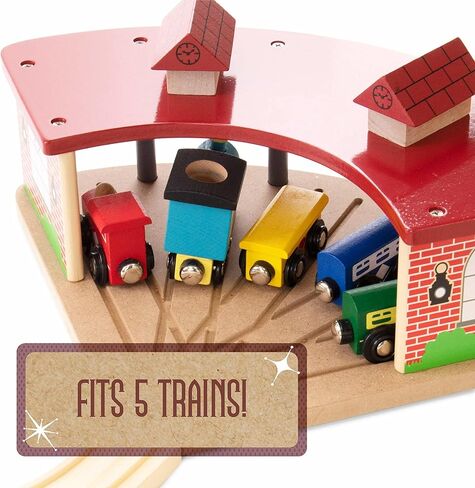 كوندكتور كارل مرآب قطار خشبي - مرآب تخزين القطار لمسارات ومجموعات القطارات الخشبية - متوافق مع معظم العلامات التجارية الكبرى وجميع مجموعات المسارات in Kuwait