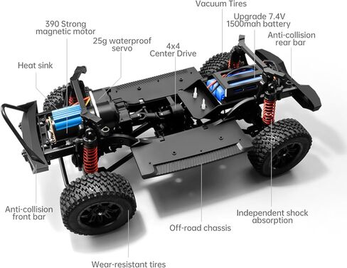 LEOSO MN128 RC Car 1/12 RC Crawler RC Jeep Rock Crawler RC Truck 4x4 RC Land Rover390 Strong Motor Crawler RC Car 4WD Off Road Car with 3pcs Upgraded 1500mah Battery in Kuwait