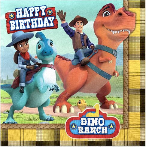 Treasures Gifted Dino Ranch Birthday Party Napkins - Pack of 16 Dino Ranch Napkins - Dino Ranch Party Supplies - Dino Ranch Birthday Party Supplies - Dino Ranch Decorations in Saudi Arabia
