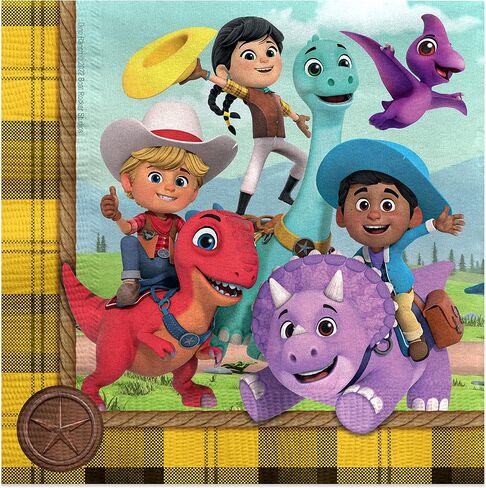 Treasures Gifted Dino Ranch Birthday Party Napkins - Pack of 16 Dino Ranch Napkins - Dino Ranch Party Supplies - Dino Ranch Birthday Party Supplies - Dino Ranch Decorations in Saudi Arabia