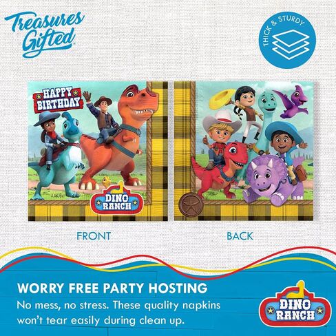 Treasures Gifted Dino Ranch Birthday Party Napkins - Pack of 16 Dino Ranch Napkins - Dino Ranch Party Supplies - Dino Ranch Birthday Party Supplies - Dino Ranch Decorations in Saudi Arabia
