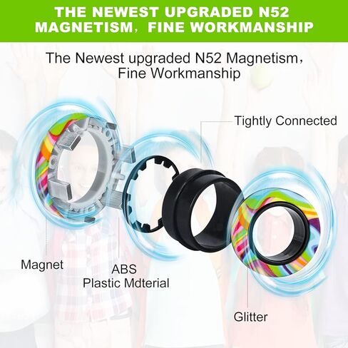 9Pcs Magnetic Rings Fidget Toys Pack, Magnets Finger Rings for ADHD Stress Relief, Colorful Camo Magical Fidget Rings for Training Relieves Autism Anxiety, Great Idea Gift for Adults Teens Kids in Kuwait