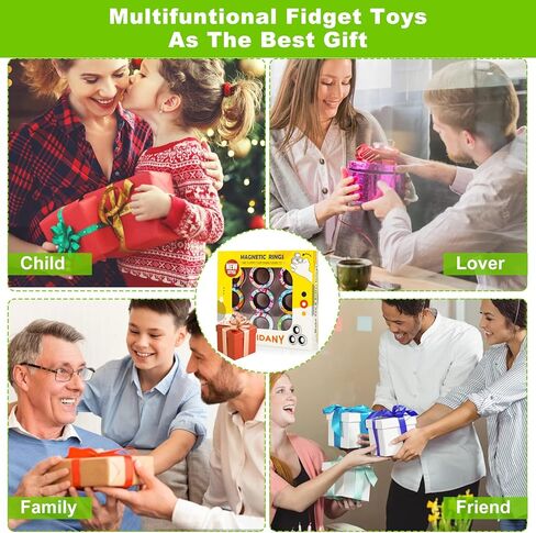 9Pcs Magnetic Rings Fidget Toys Pack, Magnets Finger Rings for ADHD Stress Relief, Colorful Camo Magical Fidget Rings for Training Relieves Autism Anxiety, Great Idea Gift for Adults Teens Kids in Kuwait