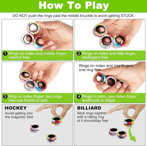 9Pcs Magnetic Rings Fidget Toys Pack, Magnets Finger Rings for ADHD Stress Relief, Colorful Camo Magical Fidget Rings for Training Relieves Autism Anxiety, Great Idea Gift for Adults Teens Kids in Kuwait