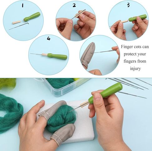 Zlulary Needle Felting Kit, Needle Felting Starter Kit, 8 Colors Wool Roving for Needle Felting, Fibre Wool Yarn Roving with Plastic Storage Box, Wool Felt Tools with Felting Needles (Dark) in Kuwait