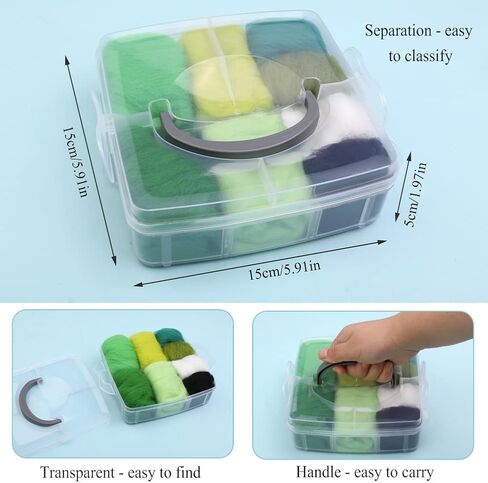 Zlulary Needle Felting Kit, Needle Felting Starter Kit, 8 Colors Wool Roving for Needle Felting, Fibre Wool Yarn Roving with Plastic Storage Box, Wool Felt Tools with Felting Needles (Dark) in Kuwait