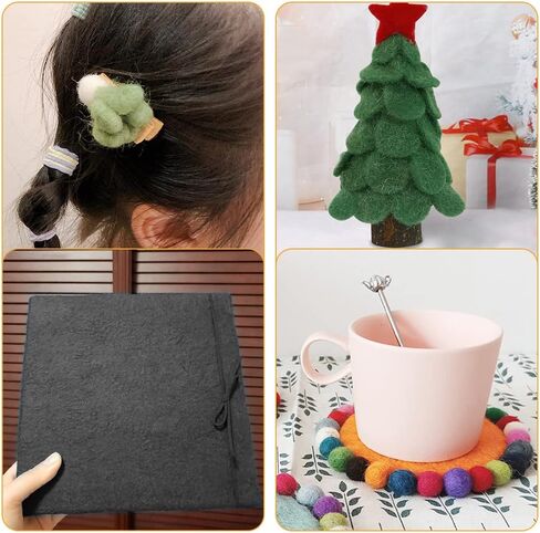 Zlulary Needle Felting Kit, Needle Felting Starter Kit, 8 Colors Wool Roving for Needle Felting, Fibre Wool Yarn Roving with Plastic Storage Box, Wool Felt Tools with Felting Needles (Dark) in Kuwait