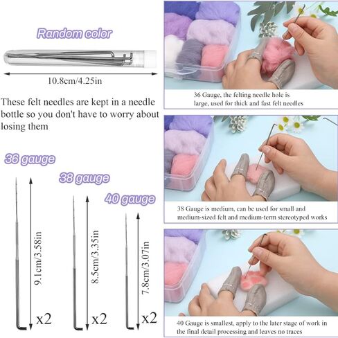 Zlulary Needle Felting Kit, Needle Felting Starter Kit, 8 Colors Wool Roving for Needle Felting, Fibre Wool Yarn Roving with Plastic Storage Box, Wool Felt Tools with Felting Needles (Dark) in Kuwait