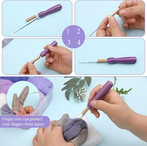 Zlulary Needle Felting Kit, Needle Felting Starter Kit, 8 Colors Wool Roving for Needle Felting, Fibre Wool Yarn Roving with Plastic Storage Box, Wool Felt Tools with Felting Needles (Dark) in Kuwait