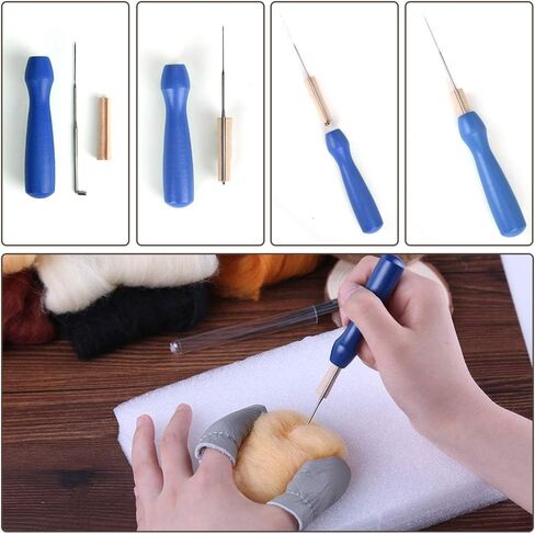 Zlulary Needle Felting Kit, Needle Felting Starter Kit, 8 Colors Wool Roving for Needle Felting, Fibre Wool Yarn Roving with Plastic Storage Box, Wool Felt Tools with Felting Needles (Dark) in Kuwait