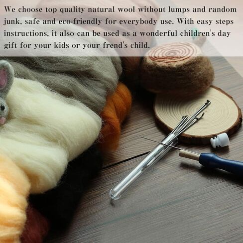 Zlulary Needle Felting Kit, Needle Felting Starter Kit, 8 Colors Wool Roving for Needle Felting, Fibre Wool Yarn Roving with Plastic Storage Box, Wool Felt Tools with Felting Needles (Dark) in Kuwait