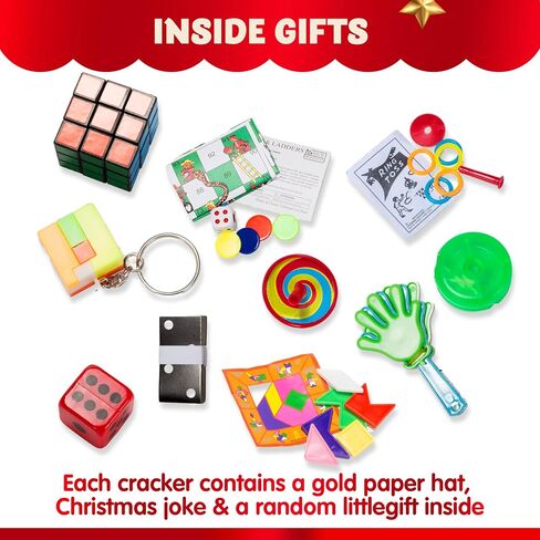 JOYIN 10 Pack Christmas Party Table Favor with Cute Christmas Characters, with Party Hat, Joke & Little Gift Inside, for Xmas Gift, Christmas Seasonal Holiday Dinner Traditions in Kuwait