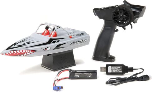 Pro Boat Sprintjet 9" Self-Righting Deep-V Jet Boat Brushed RTR Ready to Run Silver PRB08045T1 in Kuwait