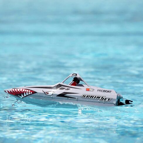 Pro Boat Sprintjet 9" Self-Righting Deep-V Jet Boat Brushed RTR Ready to Run Silver PRB08045T1 in Kuwait