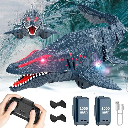 Haijon التحكم عن بعد Mosasaurus RC قارب ديناصور، قوارب التحكم عن بعد راديو سريع 2.4 جيجا هرتز مع أضواء LED للبحار وحمامات السباحة والبحيرات، ألعاب القوارب عيد الميلاد وعيد ميلاد الديناصورات هدية للأطفال (أخضر) in Kuwait