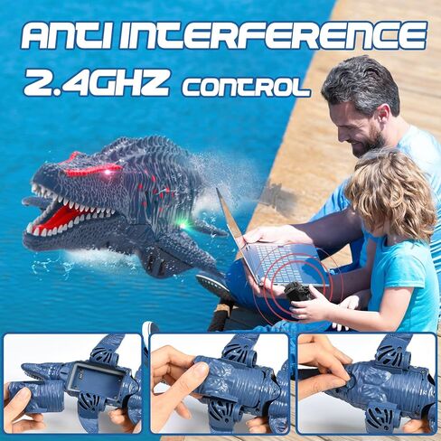 Haijon التحكم عن بعد Mosasaurus RC قارب ديناصور، قوارب التحكم عن بعد راديو سريع 2.4 جيجا هرتز مع أضواء LED للبحار وحمامات السباحة والبحيرات، ألعاب القوارب عيد الميلاد وعيد ميلاد الديناصورات هدية للأطفال (أخضر) in Kuwait