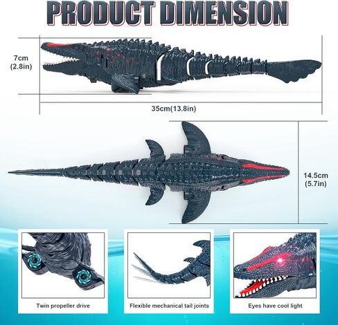 Haijon التحكم عن بعد Mosasaurus RC قارب ديناصور، قوارب التحكم عن بعد راديو سريع 2.4 جيجا هرتز مع أضواء LED للبحار وحمامات السباحة والبحيرات، ألعاب القوارب عيد الميلاد وعيد ميلاد الديناصورات هدية للأطفال (أخضر) in Kuwait